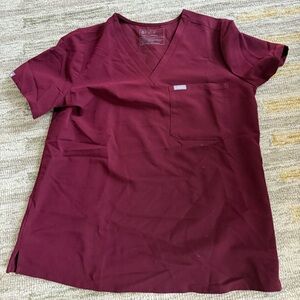 Figs scrubs- worn once, maroon color